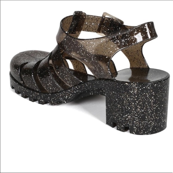 Black Chunky Heel Sandals - Picture 7 of 7